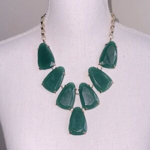 Vintage Kendra Scott Green Statement Necklace Harlow Green Onyx Gold